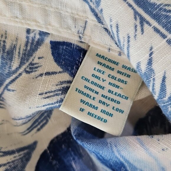 Caribbean Hawaiian Shirt Men's XL Multicolor Linen Blend Button Up S/S Floral - Picture 8 of 14